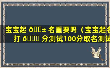 宝宝起 🐱 名重要吗（宝宝起名打 🐋 分测试100分取名测试）